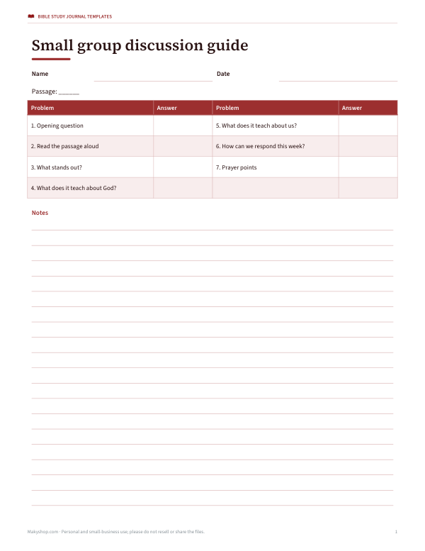 Preview of Printable Bible Study Group Guide