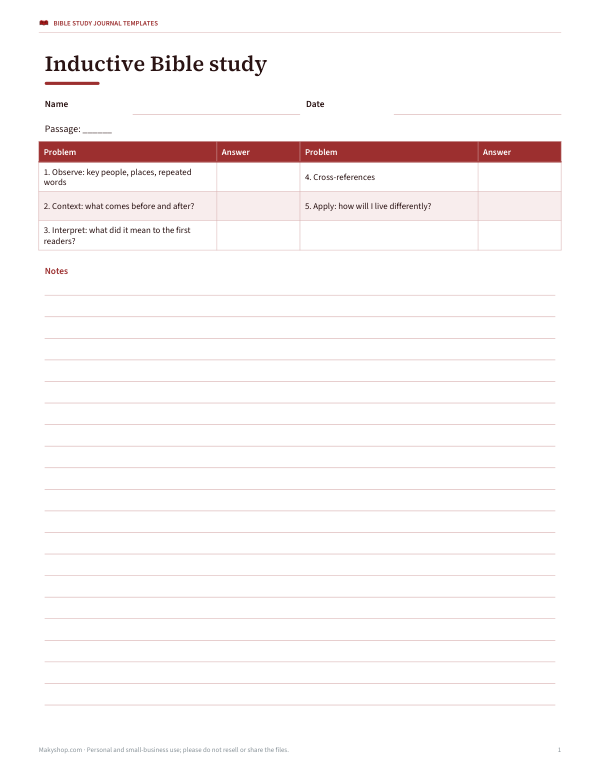 Preview of Printable Inductive Bible Study Guide