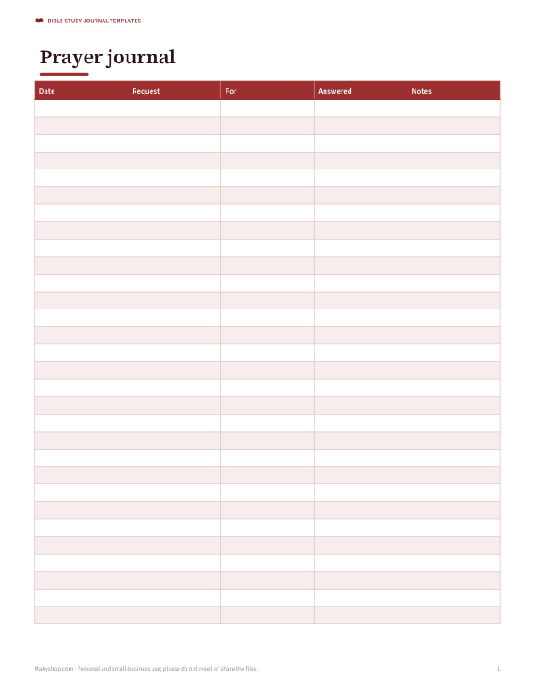 Preview of Printable Prayer Journal Page
